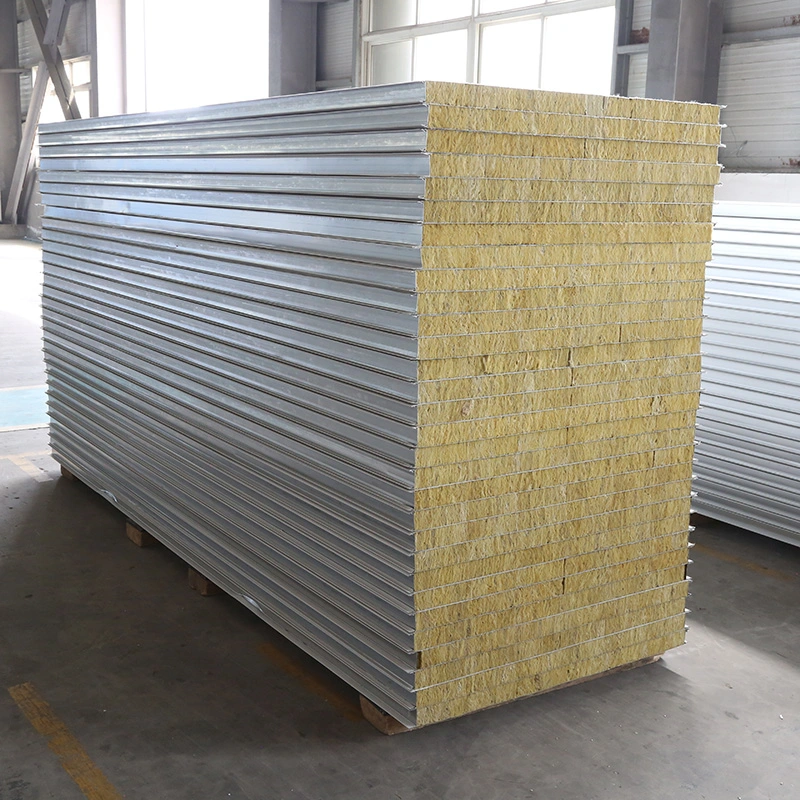 Light Weight Prefab Fire-Proof Rock Wool/EPS/PU Sandwich Wall Roof Panel for External Wall